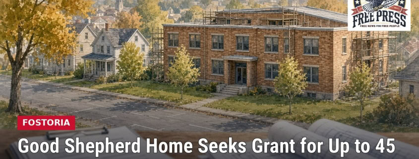Fostoria News Senior apartments building in Fostoria with trees and neighborhood view.